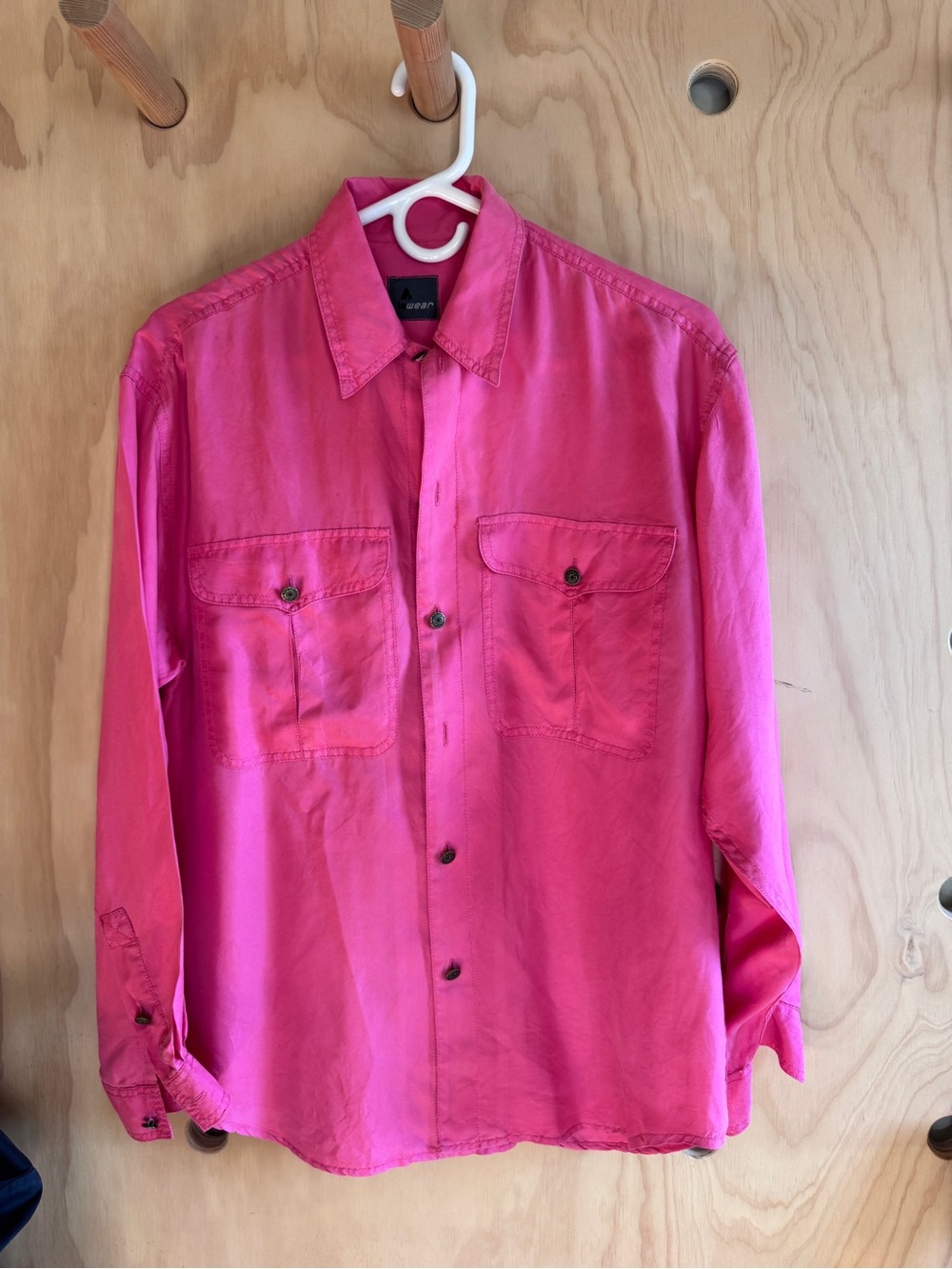 Bright Pink Button-Down Shirt with Chest Pockets